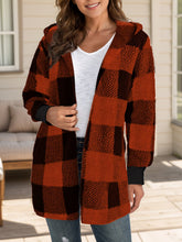 Load image into Gallery viewer, Plaid Long Sleeve Hooded Coat