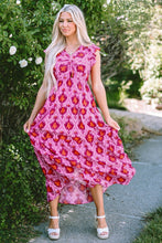 Load image into Gallery viewer, Twisted Printed Cap Sleeve Midi Dress
