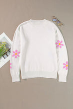 Load image into Gallery viewer, Flower Round Neck Long Sleeve Sweater