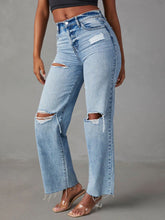 Load image into Gallery viewer, Distressed Straight Leg Jeans with Pockets