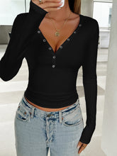 Load image into Gallery viewer, V-Neck Long Sleeve T-Shirt