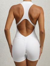 Load image into Gallery viewer, Cutout Ruched Half Zip Active Romper