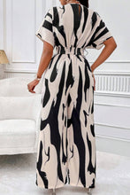 Load image into Gallery viewer, Printed V-Neck Short Sleeve Wide Leg Jumpsuit