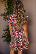 Load image into Gallery viewer, Printed Surplice Puff Sleeve Mini Dress