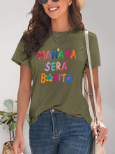 Load image into Gallery viewer, Letter Graphic Round Neck Short Sleeve T-Shirt