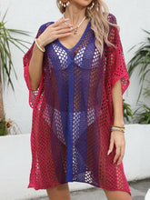 Load image into Gallery viewer, Openwork Contrast V-Neck Cover-Up