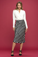 Load image into Gallery viewer, RENEE C Polka Dot Satin Midi Skirt