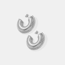 Load image into Gallery viewer, Titanium Steel Inlaid Zircon C-Hoop Earrings