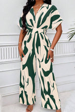 Load image into Gallery viewer, Printed V-Neck Short Sleeve Wide Leg Jumpsuit