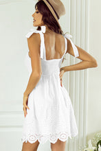 Load image into Gallery viewer, Tied Eyelet Round Neck Sleeveless Dress