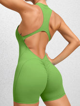Load image into Gallery viewer, Cutout Ruched Half Zip Active Romper