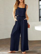 Load image into Gallery viewer, Square Neck Top and Wide Leg Pants Set