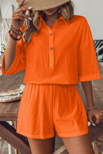 Load image into Gallery viewer, Collared Neck Half Sleeve Top and Shorts Set