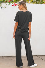Load image into Gallery viewer, Round Neck Short Sleeve Top and Pants Set