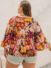 Load image into Gallery viewer, Plus Size Printed Tie Neck Blouse