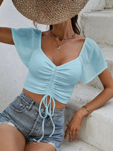 Load image into Gallery viewer, Drawstring Short Sleeve Crop Top