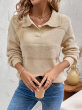 Load image into Gallery viewer, Perfee Johnny Collar Dropped Shoulder Sweater