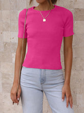 Load image into Gallery viewer, Round Neck Short Sleeve Knit Top