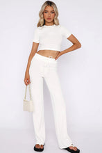 Load image into Gallery viewer, Round Neck Short Sleeve Top and Pants Set