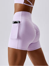 Load image into Gallery viewer, Ruched Pocketed High Waist Active Shorts