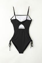 Load image into Gallery viewer, Drawstring Spaghetti Strap One-Piece Swimwear