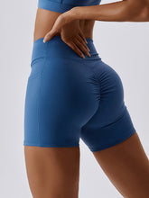 Load image into Gallery viewer, Ruched Pocketed High Waist Active Shorts