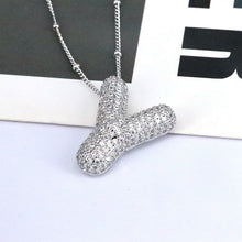 Load image into Gallery viewer, Copper Inlaid Zircon Letter Pendant Necklace