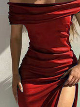 Load image into Gallery viewer, Split Ruched Off-Shoulder Dress