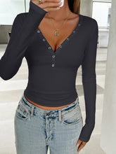 Load image into Gallery viewer, V-Neck Long Sleeve T-Shirt