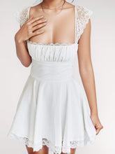 Load image into Gallery viewer, Lace Detail Square Neck Cap Sleeve Mini Dress