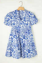 Load image into Gallery viewer, Printed Notched Puff Sleeve Dress