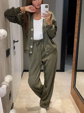 Load image into Gallery viewer, Full Size Button Up Long Sleeve Top and Pants Set