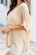 Load image into Gallery viewer, Slit Boat Neck Half Sleeve Knit Top