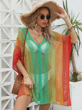 Load image into Gallery viewer, Openwork Contrast V-Neck Cover-Up