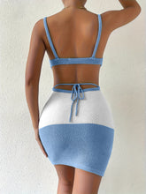 Load image into Gallery viewer, Color Block Scoop Neck Cover Up Dress