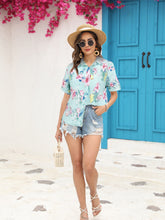 Load image into Gallery viewer, Printed Collared Neck Short Sleeve Shirt
