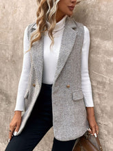 Load image into Gallery viewer, Decorative Pocket Flap Collared Neck Vest Coat