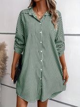 Load image into Gallery viewer, Striped Button Up Long Sleeve Mini Shirt Dress