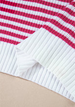 Load image into Gallery viewer, Striped Half Zip Mock Neck Long Sleeve Sweater