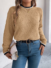 Load image into Gallery viewer, Contrast Trim Round Neck Long Sleeve Sweater