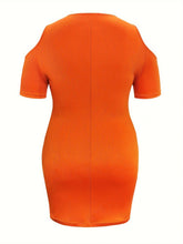 Load image into Gallery viewer, Plus Size Cold Shoulder Short Sleeve Mini Dress