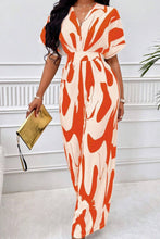 Load image into Gallery viewer, Printed V-Neck Short Sleeve Wide Leg Jumpsuit