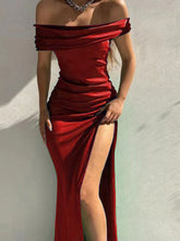Load image into Gallery viewer, Split Ruched Off-Shoulder Dress