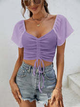 Load image into Gallery viewer, Drawstring Short Sleeve Crop Top