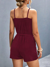Load image into Gallery viewer, Pocketed Buckle Trim Scoop Neck Romper