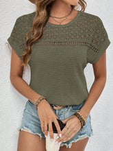 Load image into Gallery viewer, Waffle-Knit Round Neck Short Sleeve Top