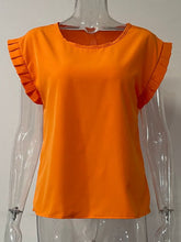 Load image into Gallery viewer, Ruffled Round Neck Cap Sleeve Blouse
