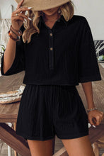 Load image into Gallery viewer, Collared Neck Half Sleeve Top and Shorts Set