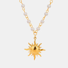 Load image into Gallery viewer, 18K Gold-Plated Pearl Sun Necklace