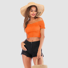 Load image into Gallery viewer, Perfee Smocked Off-Shoulder Short Sleeve Top